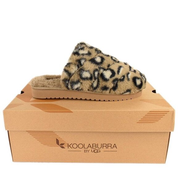 Koolaburra By UGG Womens Starleen Leopard Faux Fur Print Slip On Slippers Size 8 - Picture 1 of 5